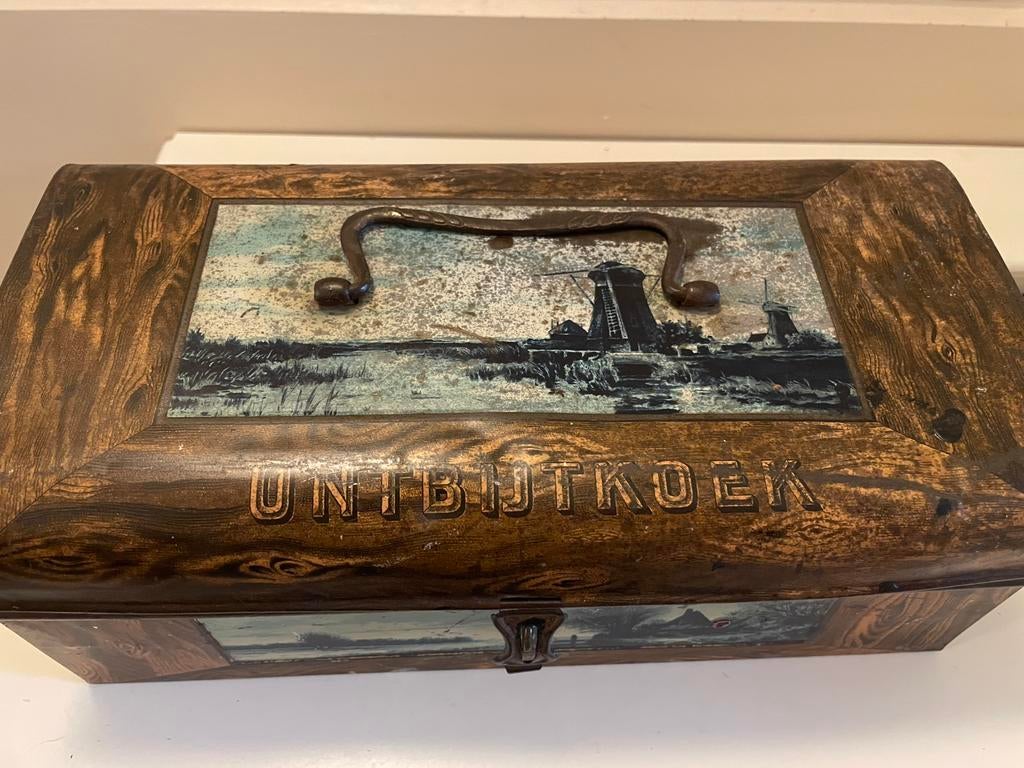 Antiek blik ontbijtkoek, Verzamelen, Blikken, Ophalen of Verzenden, Gebruikt, Overige
