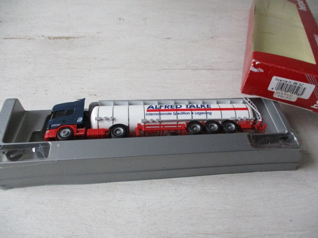 Herpa Scania Tank oplegger SZG Alfred Talke Schaal 1:87, Ophalen of Verzenden, Nieuw, Bus of Vrachtwagen, Herpa