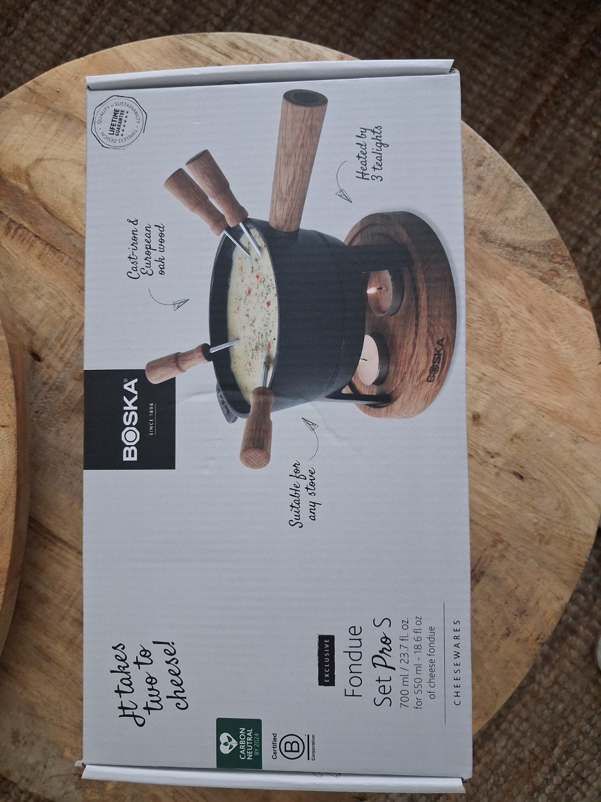Boska Fondue Set Pro S - Gietijzer & Eikenhout, Ophalen, Overige typen, Hout, Nieuw