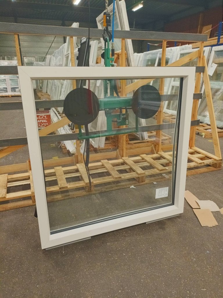 Kunststof Vast kozijn  b148,6 x h149 cm Wit -1970-, Kunststof, Raamkozijn, Niet ingevuld, Ophalen of Verzenden