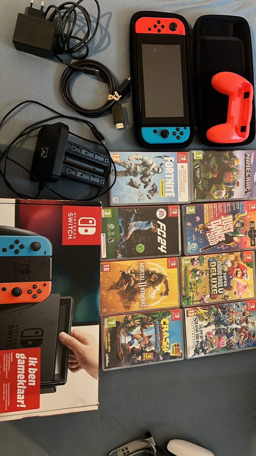 Nintendo switch met spellen, Ophalen, Zo goed als nieuw, Met 2 controllers, Switch Original