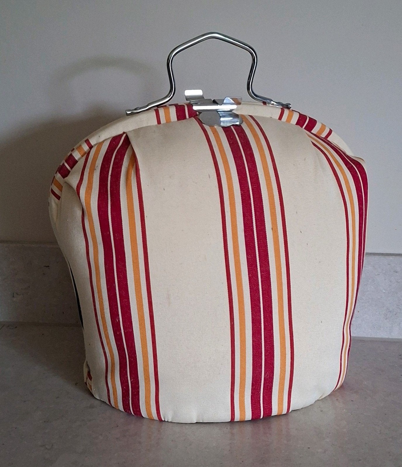 Vintage theebeurs / theemuts met beugel – Gestreept, Overige materialen, Gebruikt, Overige merken, Overige typen