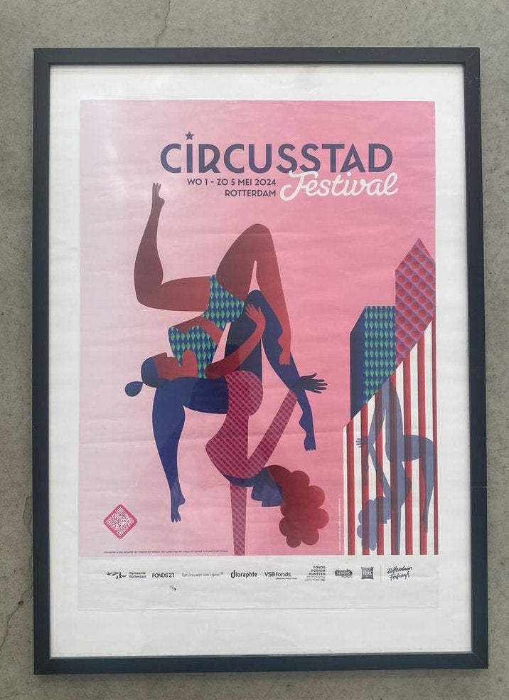 Circus poster - circusstad Rotterdam 2024 - in lijst, Ophalen, Zo goed als nieuw, A1 t/m A3