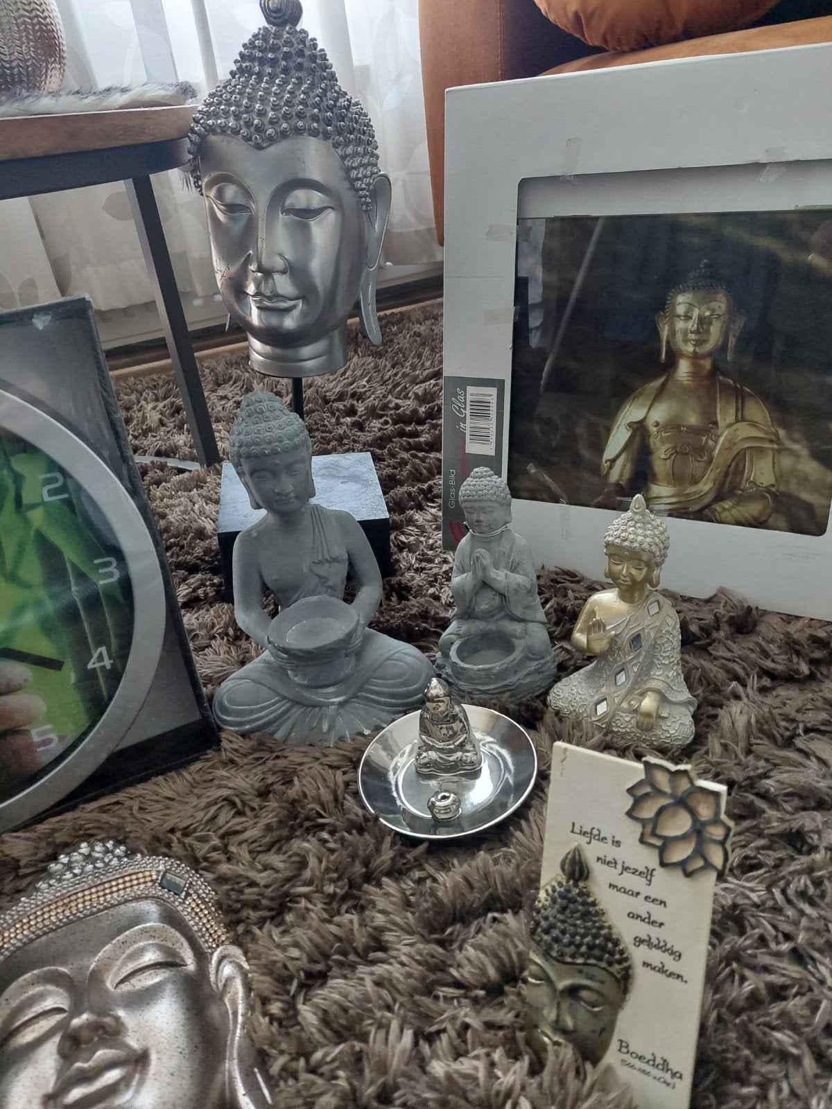 Boeddha Beelden en Decoratie Set - Zilverkleurig, Huis en Inrichting, Woonaccessoires | Boeddhabeelden, Ophalen