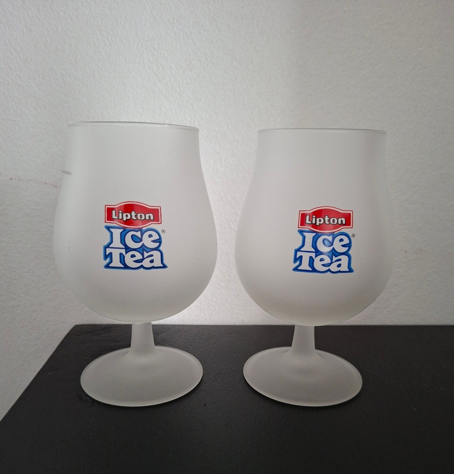 2 lipton ice tea glazen z.g.a.n. hoogte 15 cm., Ophalen, Zo goed als nieuw, Glas of Glazen, Overige merken