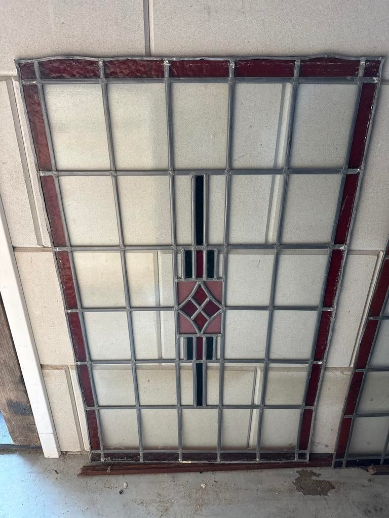 Set van 2 Art Deco glas-in-lood panelen, Ophalen of Verzenden