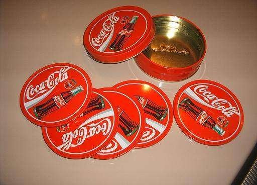 5 Coca Cola onderzetters in Coca-Cola blik afbeelding flesje, Ophalen of Verzenden, Nieuw, Kurk