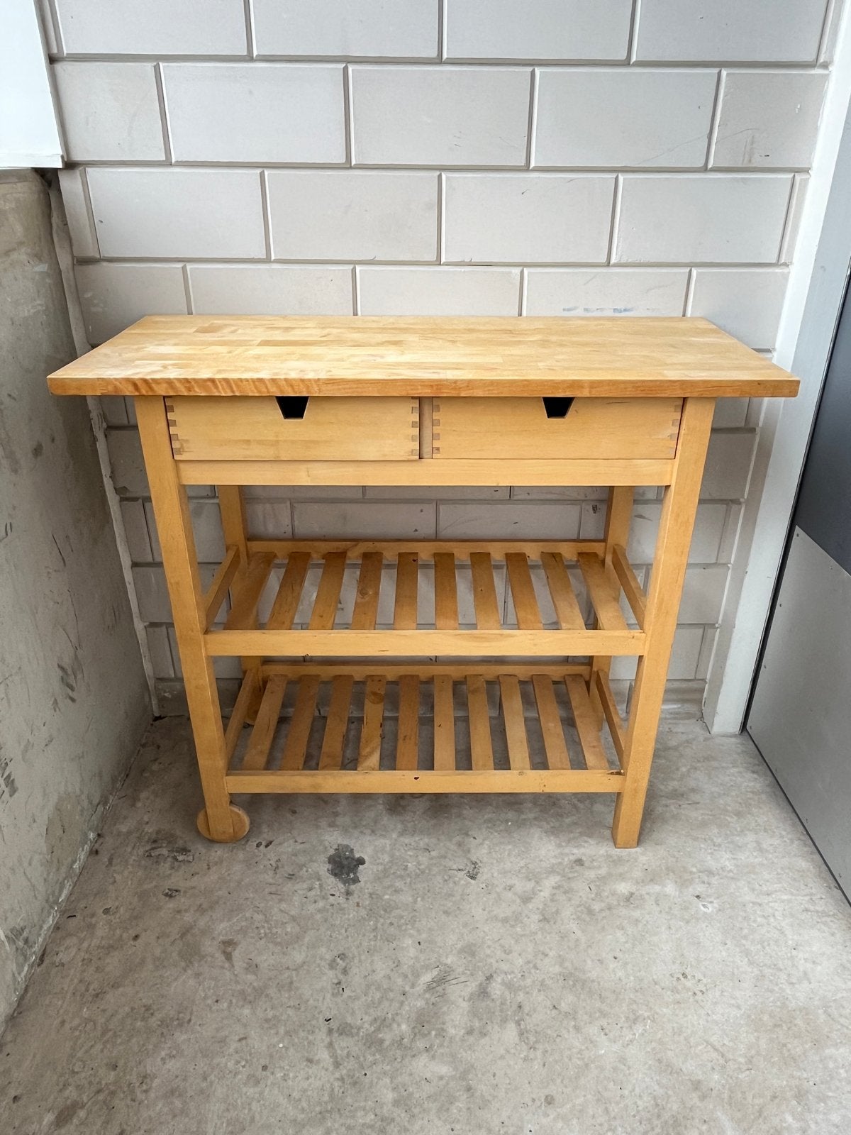 Ikea Förhöja  Keukentrolley met Lades en Rekken, Huis en Inrichting, Ophalen, Gebruikt, Hout, Keukentrolley