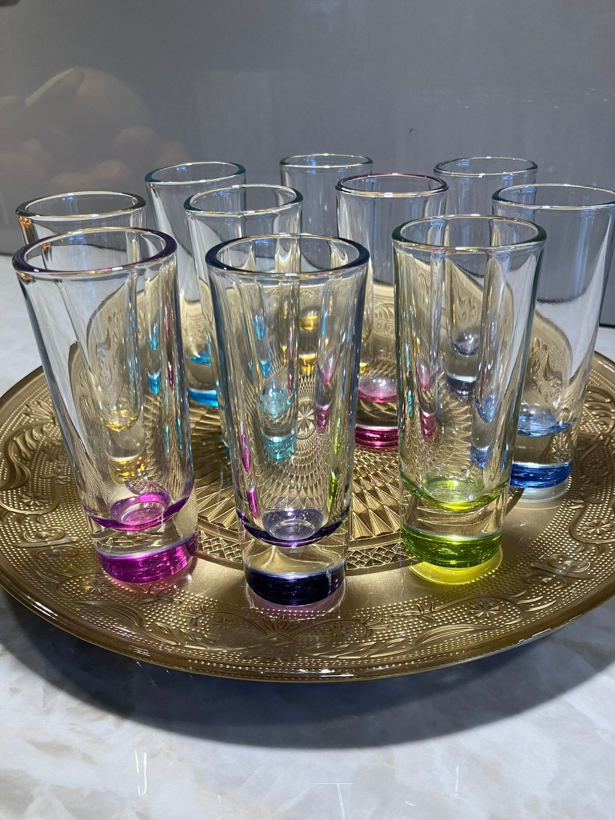 Set van 10 Crisa - Libbey shotglazen jaren ‘70 - ‘80, Antiek en Kunst, Ophalen of Verzenden