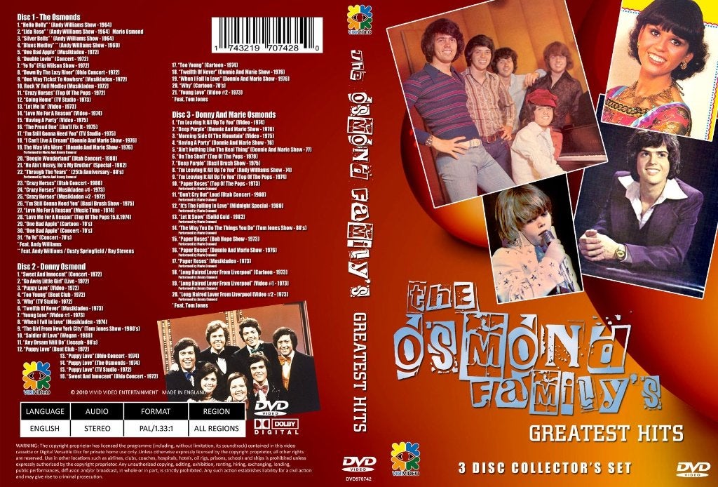 The Osmond family's greatest hits, Alle leeftijden, Verzenden, Nieuw in verpakking, Concert