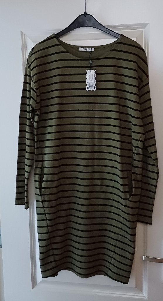 Jurk XS 34 Army Groen zwart streep 100% katoen nieuw (Jool ), Kleding | Dames, Ophalen of Verzenden, Zo goed als nieuw, Maat 34 (XS) of kleiner