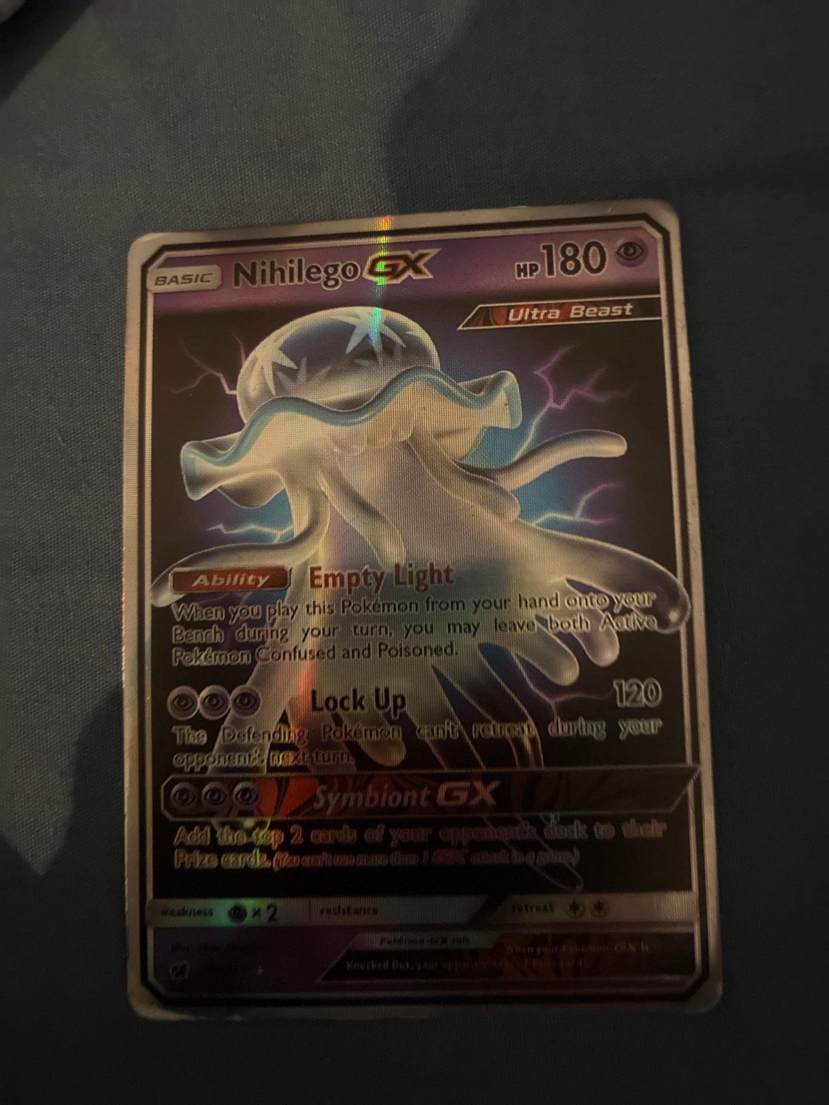 Nihilego GX Pokémon Kaart - Ultra Beast, Ophalen of Verzenden, Gebruikt, Losse kaart, Foil