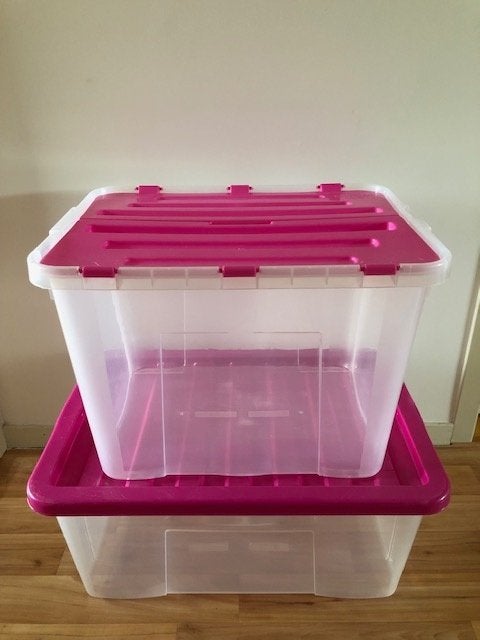 2x opbergbox, Ophalen, Gebruikt, 50 tot 100 cm, Minder dan 50 cm