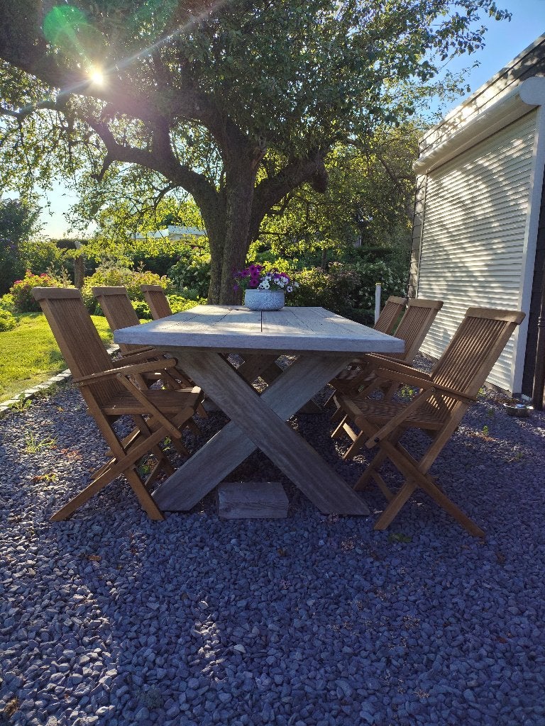 te koop 6 massief teakhouten tuinstoelen, Ophalen, Zo goed als nieuw, Teakhout, Inklapbaar