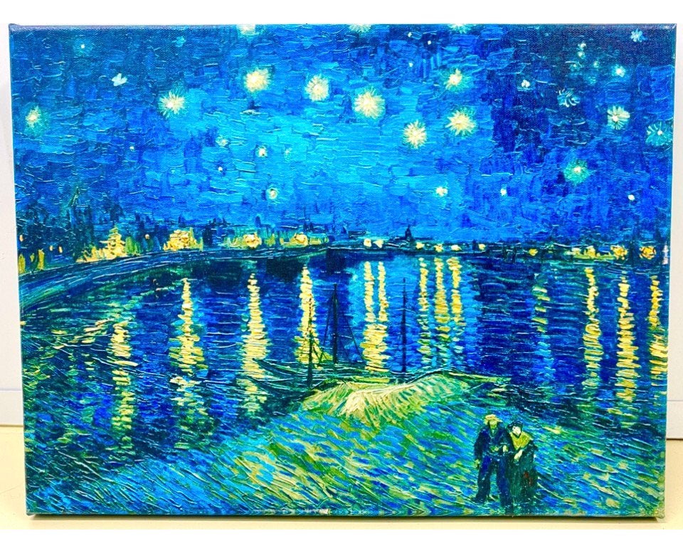 Van Gogh Sterrennacht boven de Rhône Canvas 40x30cm, Ophalen of Verzenden, Zo goed als nieuw