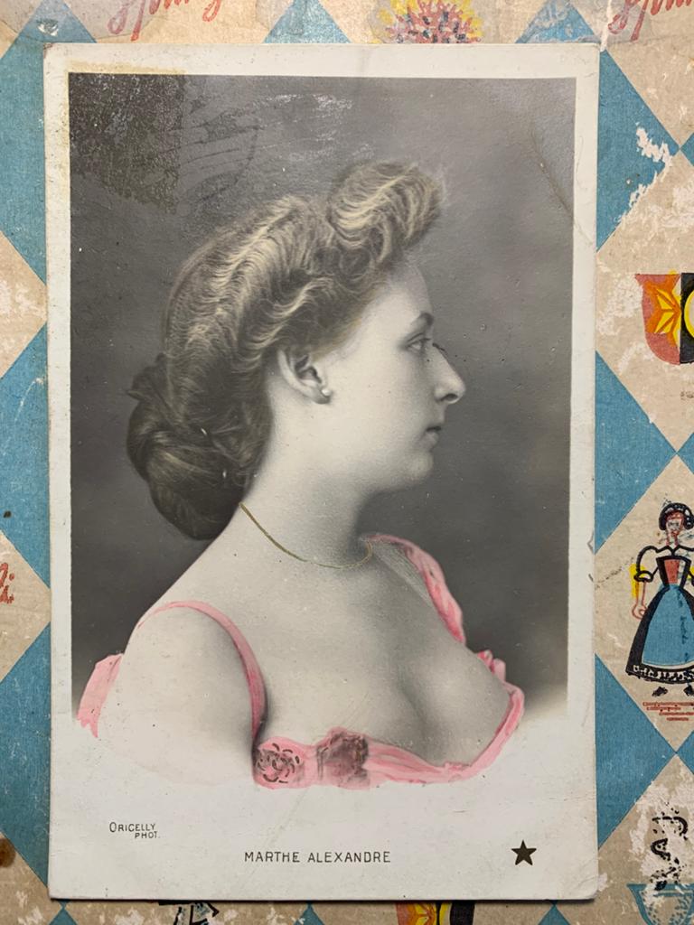 Marthe Alexandre - dame - actrice (EL), Ophalen of Verzenden, Voor 1920, Gelopen, Overige thema's