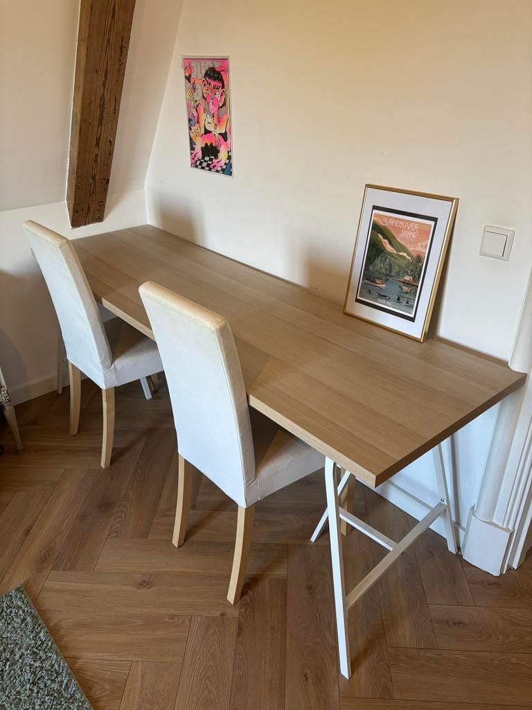 Groot IKEA Lagkapten bureau op schragen, 200x60cm, Ophalen, Gebruikt, Spaanplaat of MDF, IKEA