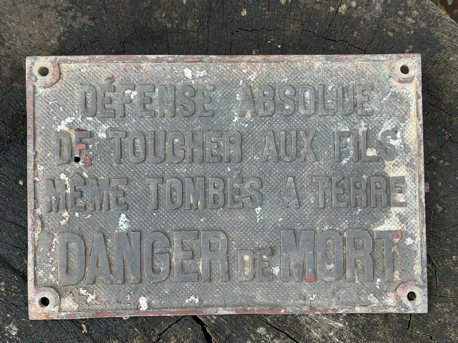 Vintage frans bordje hoogspanning geen emaille reclamebord, Verzamelen, Ophalen, Gebruikt, Reclamebord