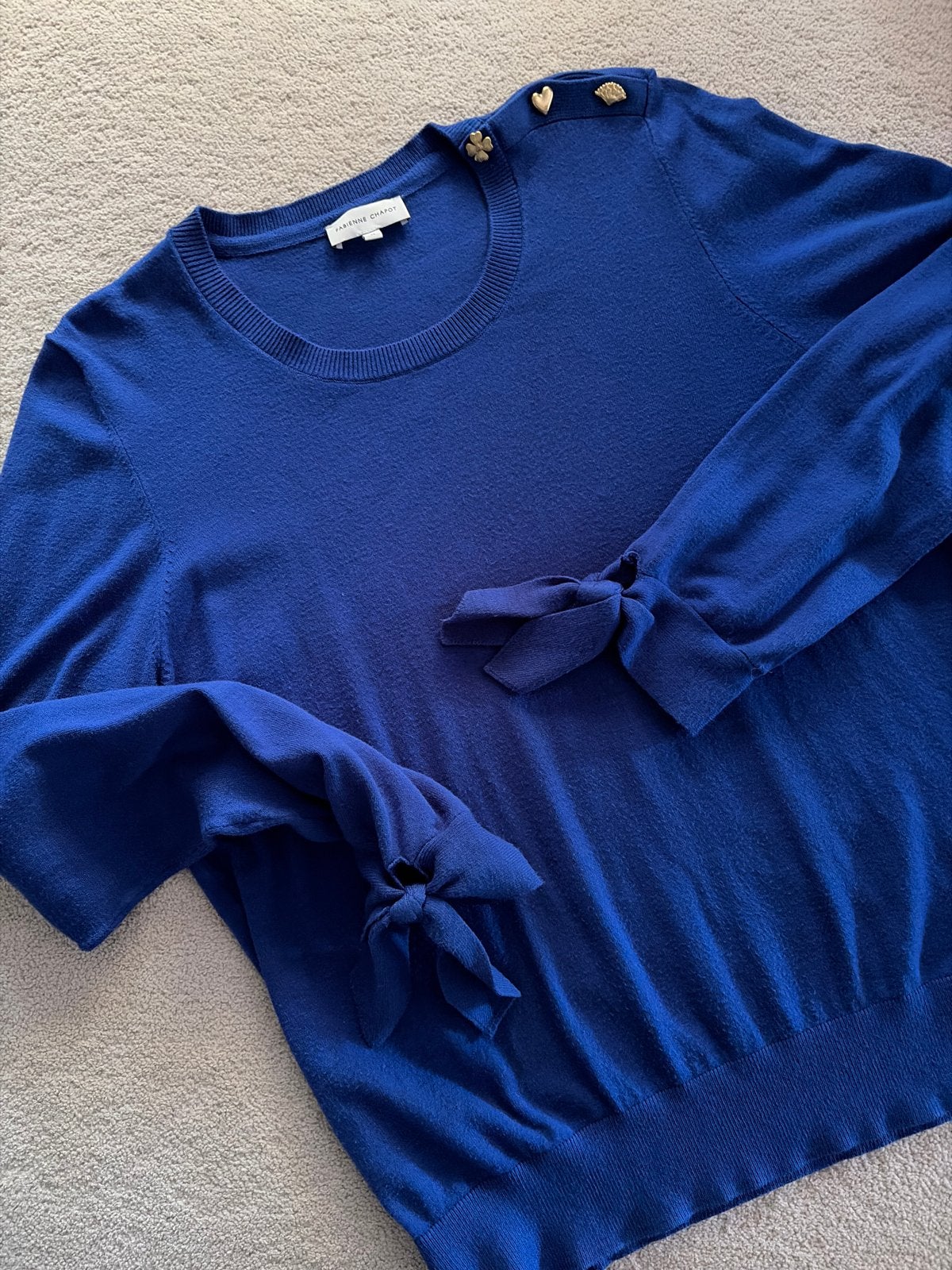Fabienne Chapot Molly Bow Pullover - Kobaltblauw mt M mt, Verzenden, Zo goed als nieuw, Maat 38/40 (M), Blauw