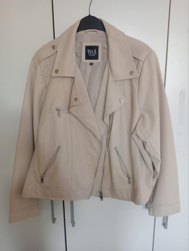 te koop leren dames jas, Beige, Maat 46/48 (XL) of groter, Ophalen of Verzenden, Zo goed als nieuw
