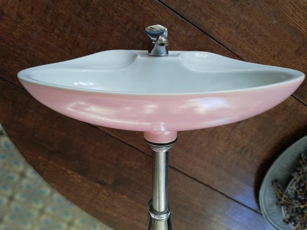 Tof vintage fonteintje in twee kleuren, roze onderkant, Ophalen