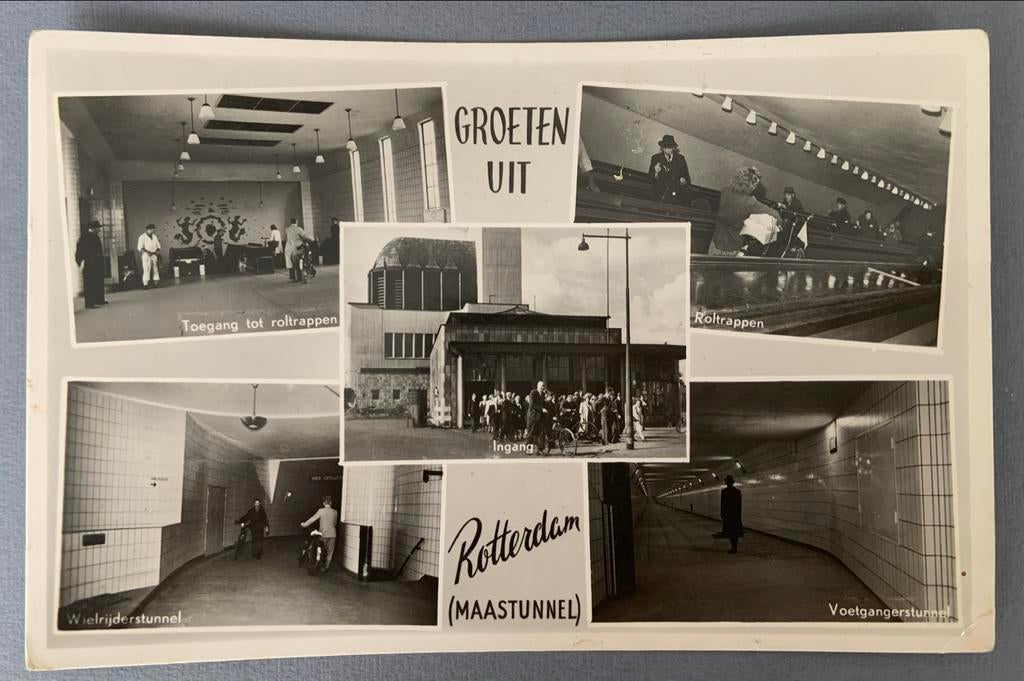 Groeten uit Rotterdam Maastunnel, Verzamelen, Verzenden, 1940 tot 1960, Gelopen, Zuid-Holland