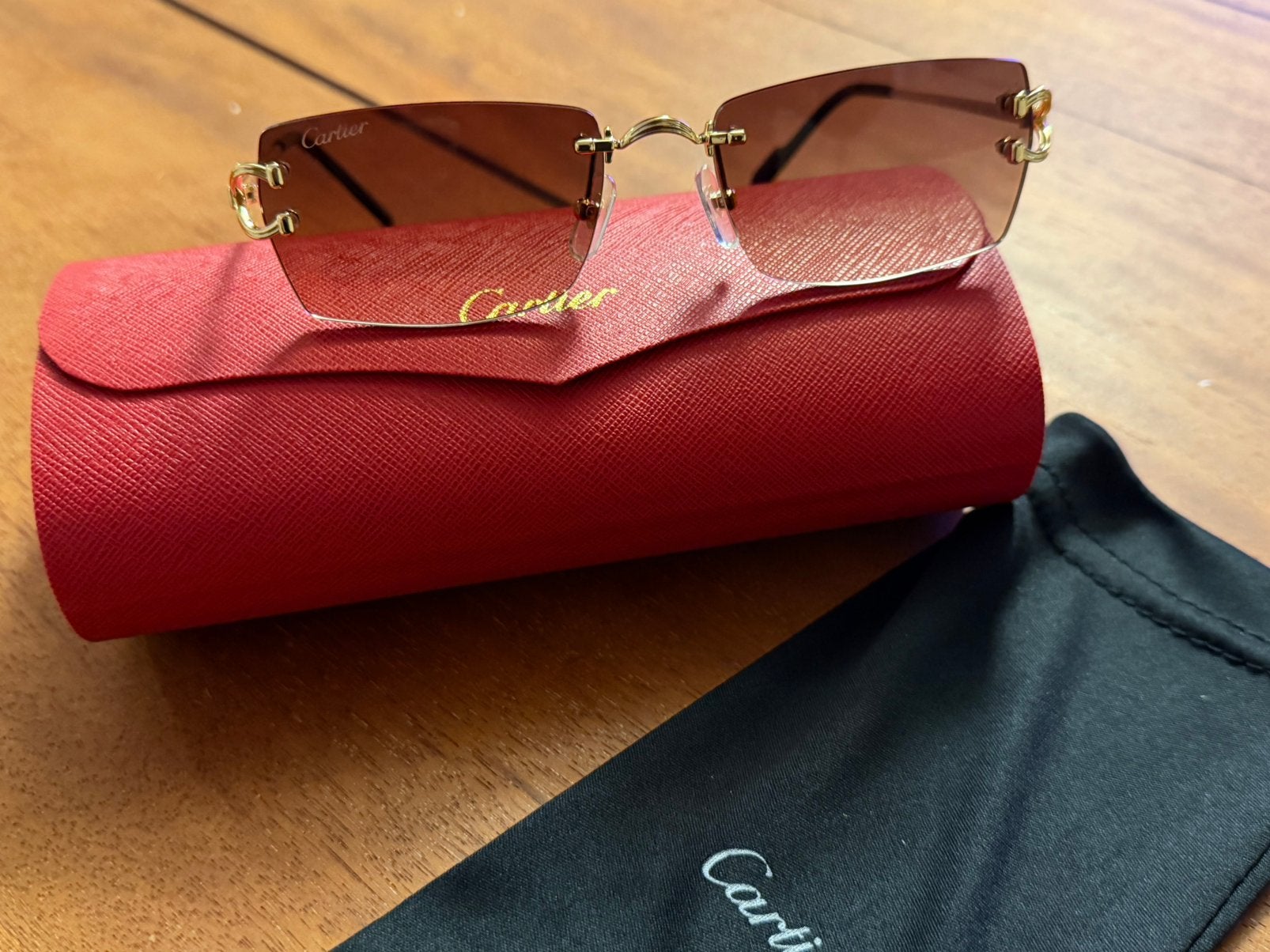 Cartier zonnebrillen, Sieraden, Tassen en Uiterlijk, Overige merken, Zonnebril, Bruin, Nieuw