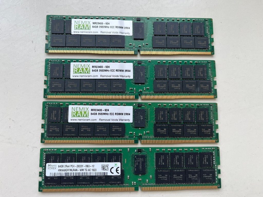 256GB Server Geheugen: 4x 64GB DDR4 2933MHz ECC RDIMM, Gebruikt, Server, DDR4, Ophalen of Verzenden