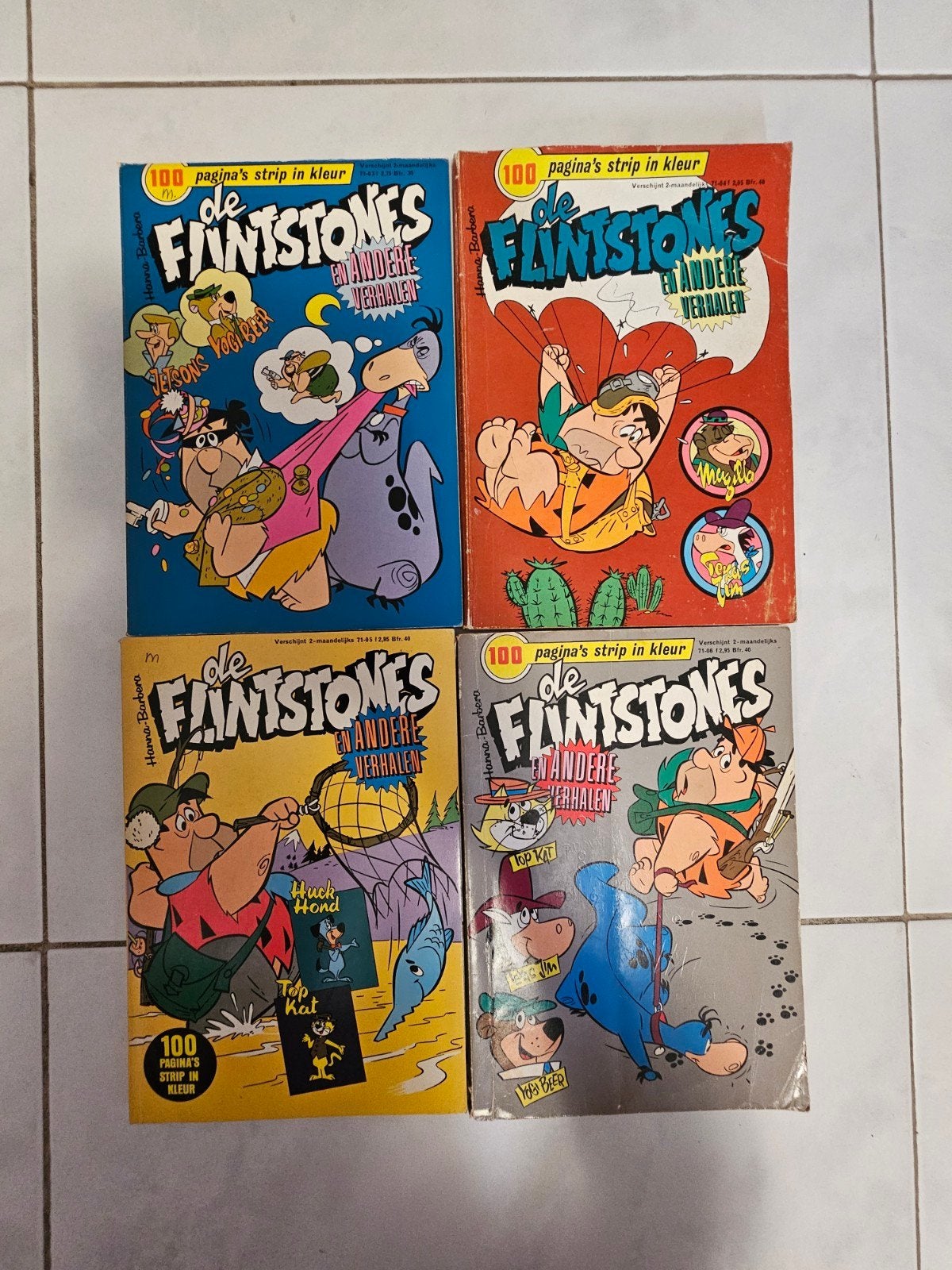 4 vintage De Flintstones stripboeken uit 1971, Meerdere comics, Ophalen of Verzenden, Gelezen, Europa