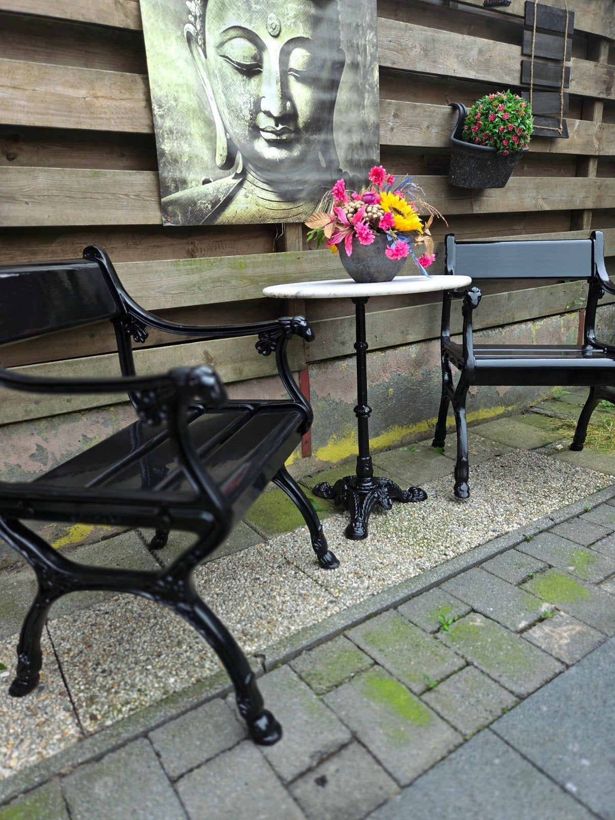 Gietijzeren bistro set, Tuin en Terras, Ophalen, Metaal