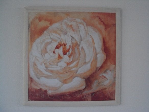 Nieuw groot schilderij - reproductie - bloem roos 77 x 77 cm, Ophalen, Nieuw, Schilderij, 75 tot 100 cm