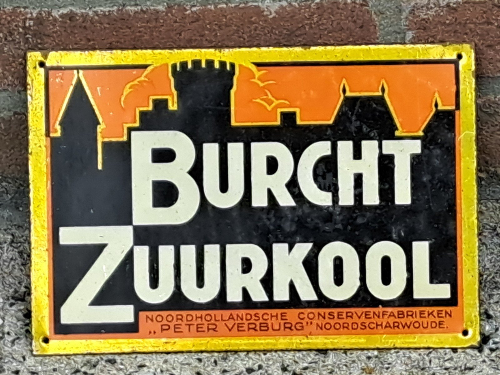 Bordje burch zuurkool, Ophalen of Verzenden, Reclamebord