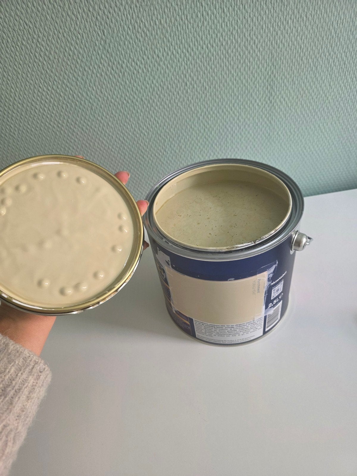 Schobbare muurverf Zijdemat 2,5L - Licht Beige, Ophalen, Beige, Nieuw, Verf