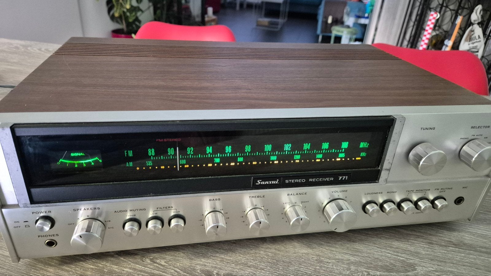 Sansui Stereo Receiver 771 - Vintage Hifi Versterker, Gebruikt, 60 tot 120 watt, Stereo, Ophalen