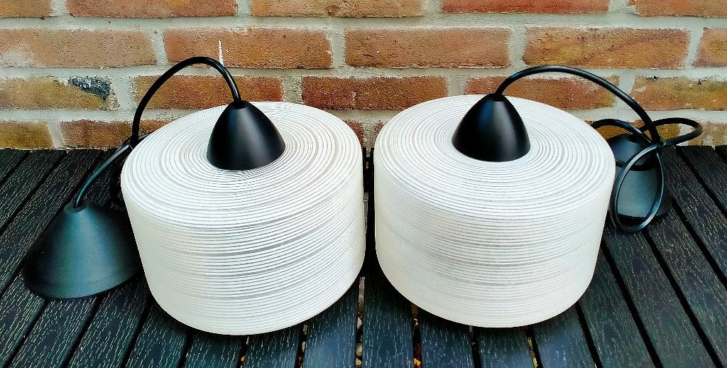 2x Mid Century Modern Lamp Hanglamp - Zie Omschrijving, Mid century, E27 (groot), Ophalen of Verzenden, Glas