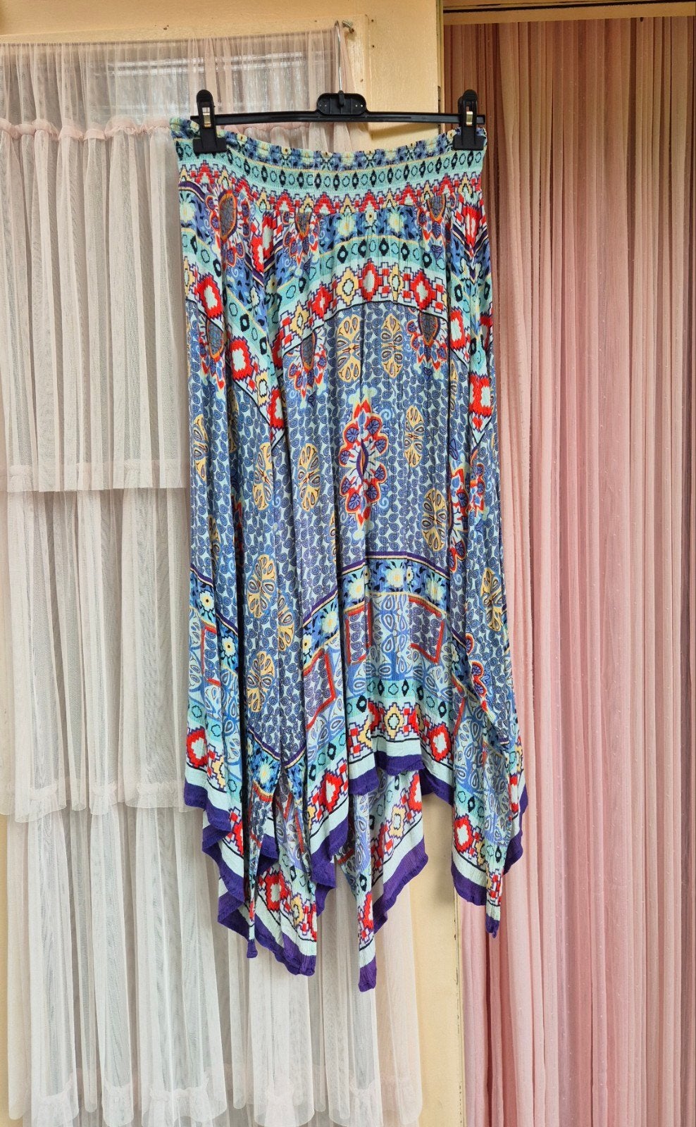 Blauw turquoise lange hippie ibiza rok zomerrok S M L XL, Maat 38/40 (M), Boutique, Blauw, Ophalen of Verzenden