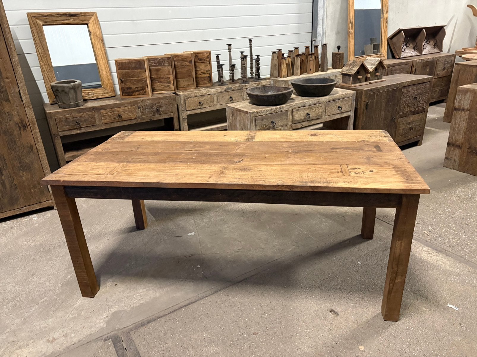 Mooie eettafel van oud teakhout, Ophalen, Teakhout, Nieuw, 50 tot 100 cm