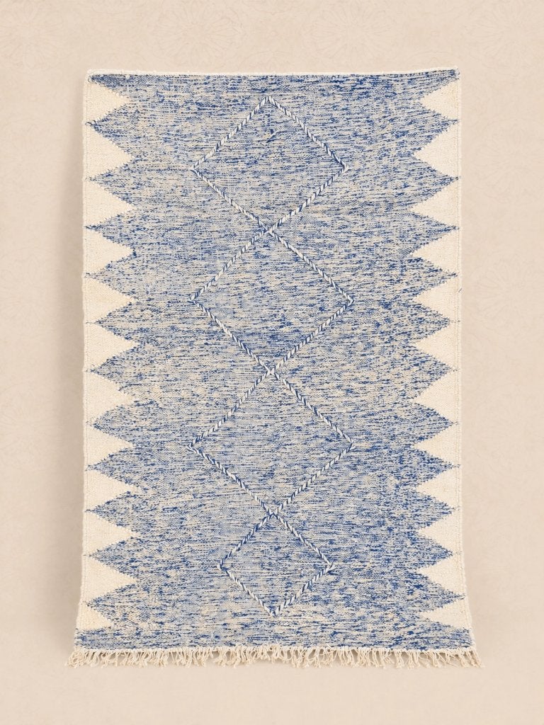 Marokkaanse blauwe tapijt handgewoven, 100 tot 150 cm, Blauw, Nieuw, Ophalen of Verzenden