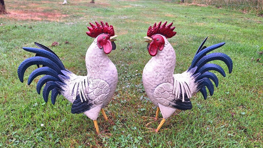 Nieuw gekleurde metalen haan, Verzenden, Nieuw, Metaal, Dierenbeeld