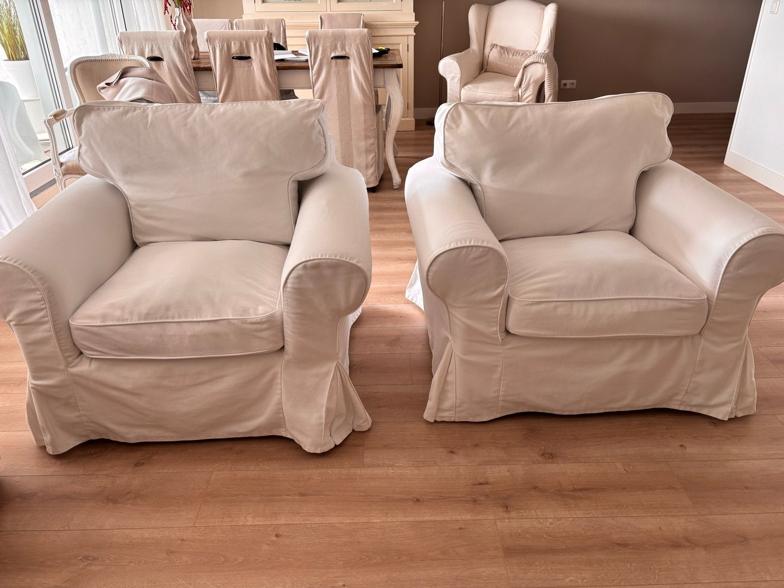 2 stuks Ikea Ektorp fauteuil spierwit, Huis en Inrichting, Fauteuils, Ophalen, Gebruikt, 75 tot 100 cm, 100 tot 125 cm