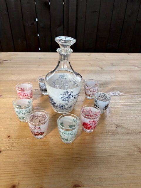 France Art Deco Borrel set, Glas of Glazen, Overige merken, Verzenden, Landelijk/Boerenbont