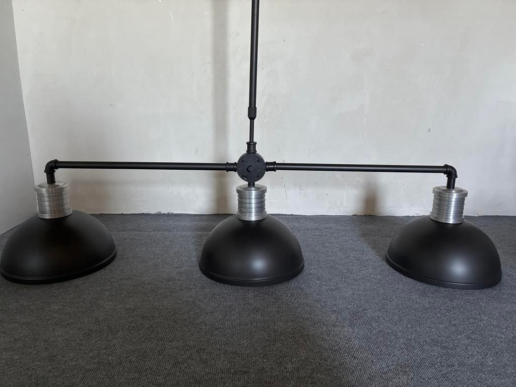 Industriële Hanglamp met 3 Kappen - Zo goed als nieuw, Ophalen, Zo goed als nieuw, Metaal, 75 cm of meer