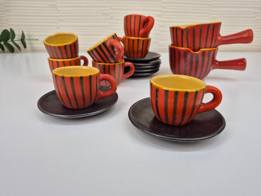 Vintage koffieset van keramiek uit Tófej, Hongarije jaren 70, Ophalen of Verzenden, ., ., .