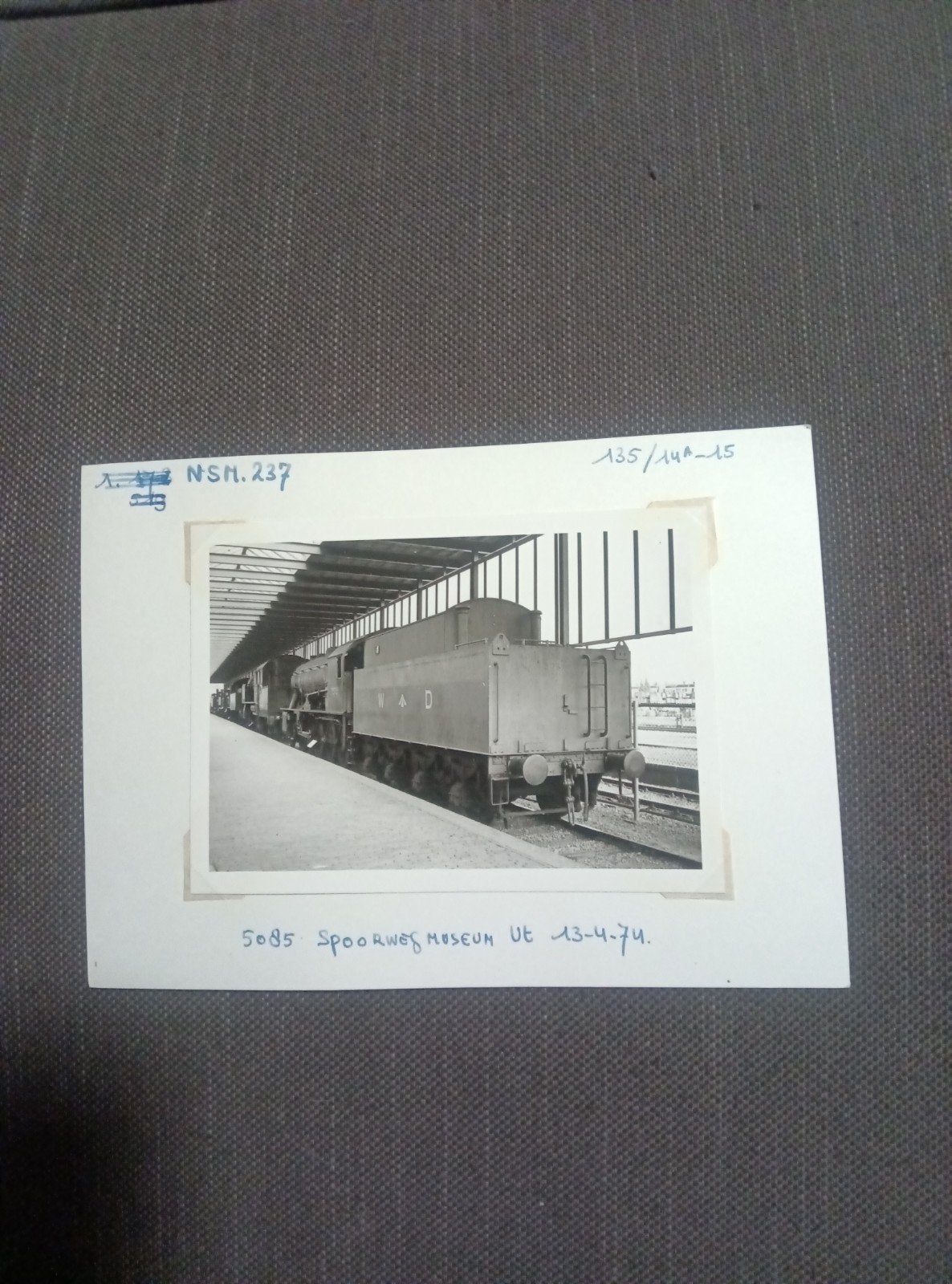 foto Spoorwegmuseum Utrecht 1974 - NSM.237, Ophalen of Verzenden, Gebruikt, Trein, Kaart of Prent