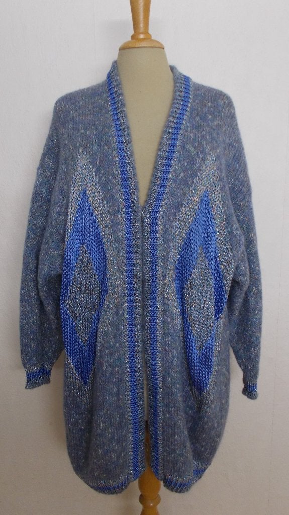 Opvallend mooi blauw halflang wol mix vest! L/XL, Kleding | Dames, Verzenden, Zo goed als nieuw, Maat 42/44 (L), Blauw