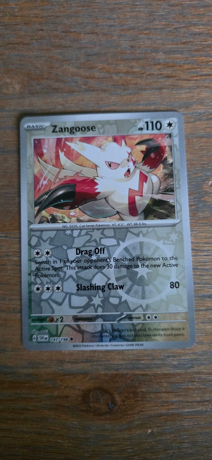 Zangoose Pokémon Kaart - SV0142/198, Hobby en Vrije tijd, Verzamelkaartspellen | Pokémon, Ophalen of Verzenden, Zo goed als nieuw