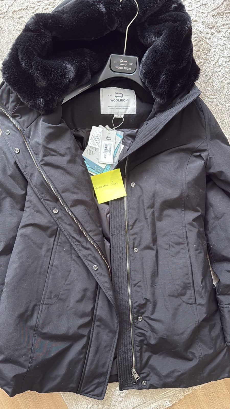 Nieuwe Woolrich jas met bontkraag - Maat M, Ophalen of Verzenden, Nieuw, Maat 38/40 (M), Zwart