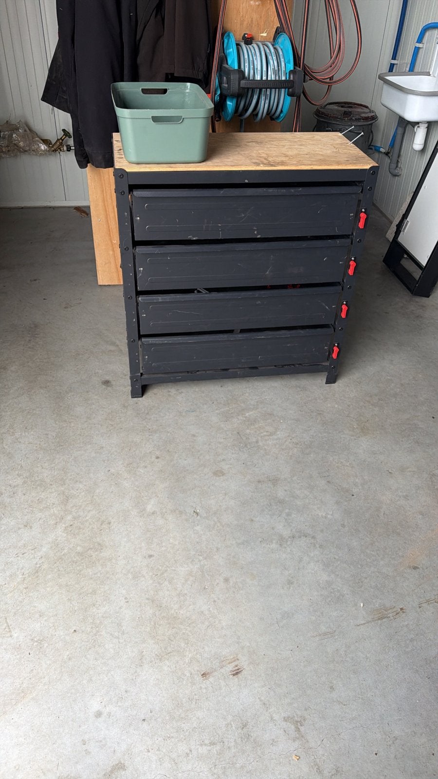 Stevige werkbank met opberglades, Ophalen of Verzenden, Gebruikt, 70 tot 120 cm