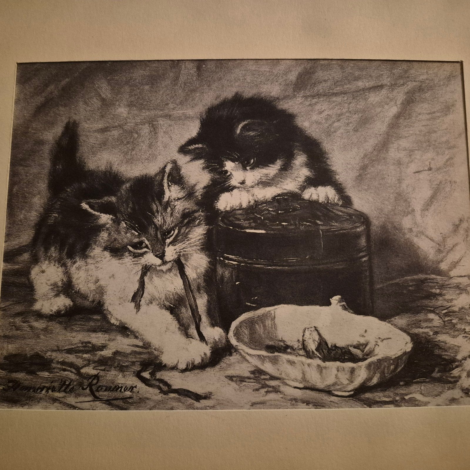 Antieke fotogravure Henriëtte Ronner-Knip (Katten) – ca. 190, Ophalen of Verzenden, Overige typen