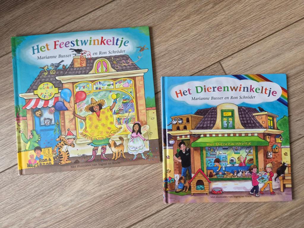 Twee boeken: Het Dierenwinkeltje en Het Feestwinkeltje, Ophalen of Verzenden, Gelezen, Marianne Busser en Ron Schröder, 3 tot 4 jaar
